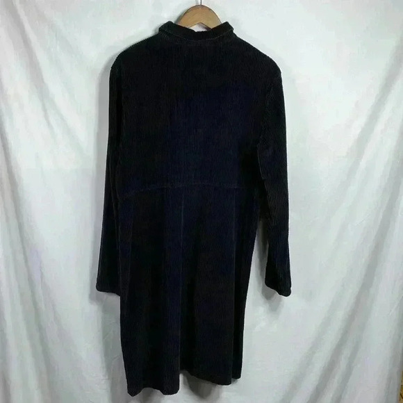 J Jill Black Corduroy Long Sleeve Dress with Metal Buttons in Size Large Tall. - Picture 3 of 11